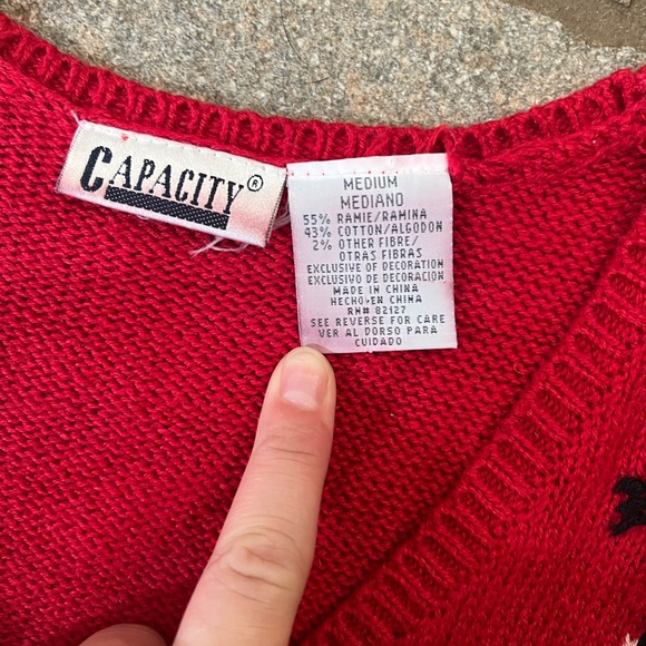 - Vintage 90’s Christmas Kitty Cat Ugly Sweater Vest - size M - Picture 4 of 13